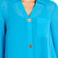 Alfani Women's Semi Sheer 3/4 Sleeve Blouse Blue Size Petite S/M