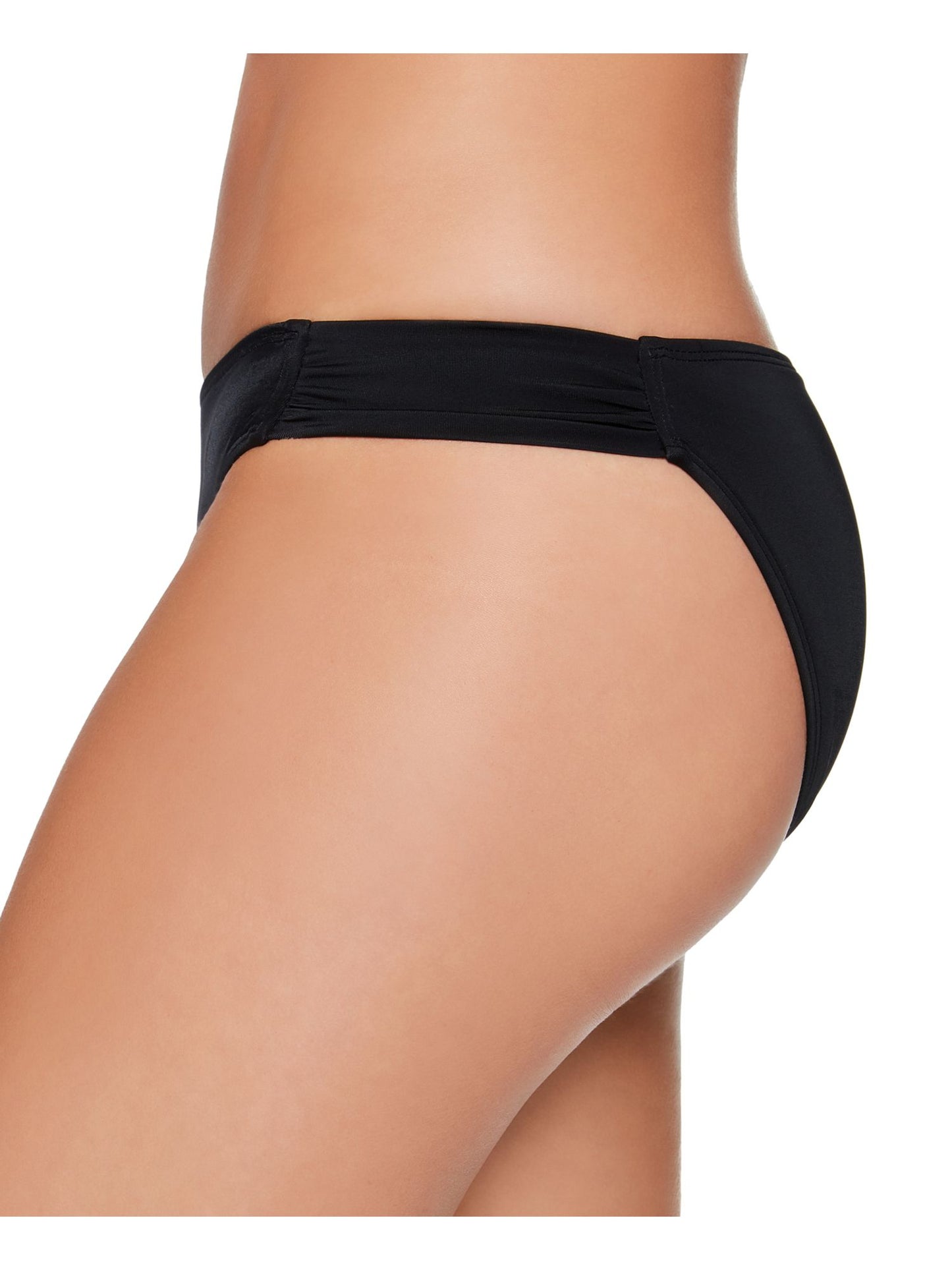 Salt + Cove Junior's Solid Side-Tab Hipster Bikini Bottoms Swimsuit Black