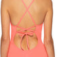 Becca by Rebecca Virtue Women's Delilah Plunge One Piece Swimsuit Pink Size Medium