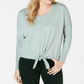 Style & Co Women's Tie Front Sweater Green Size Large