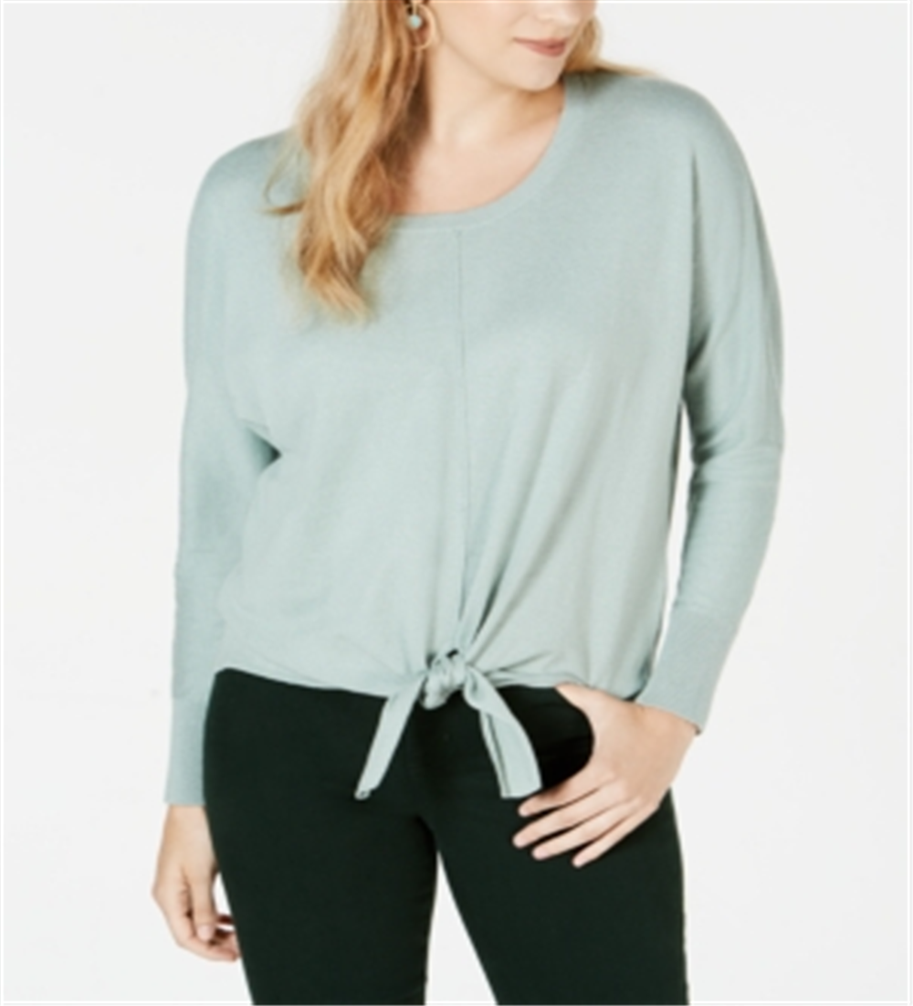 Style & Co Women's Tie Front Sweater Green Size Large