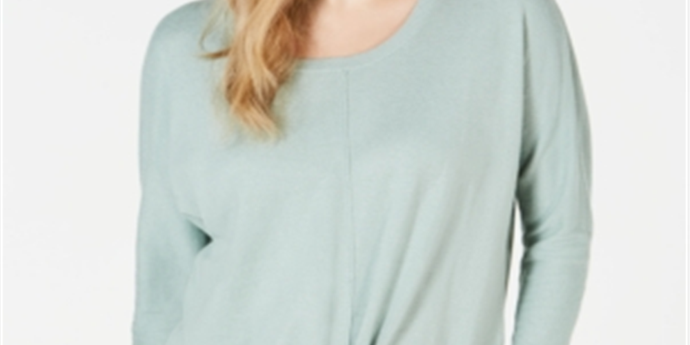 Style & Co Women's Tie Front Sweater Green Size Large