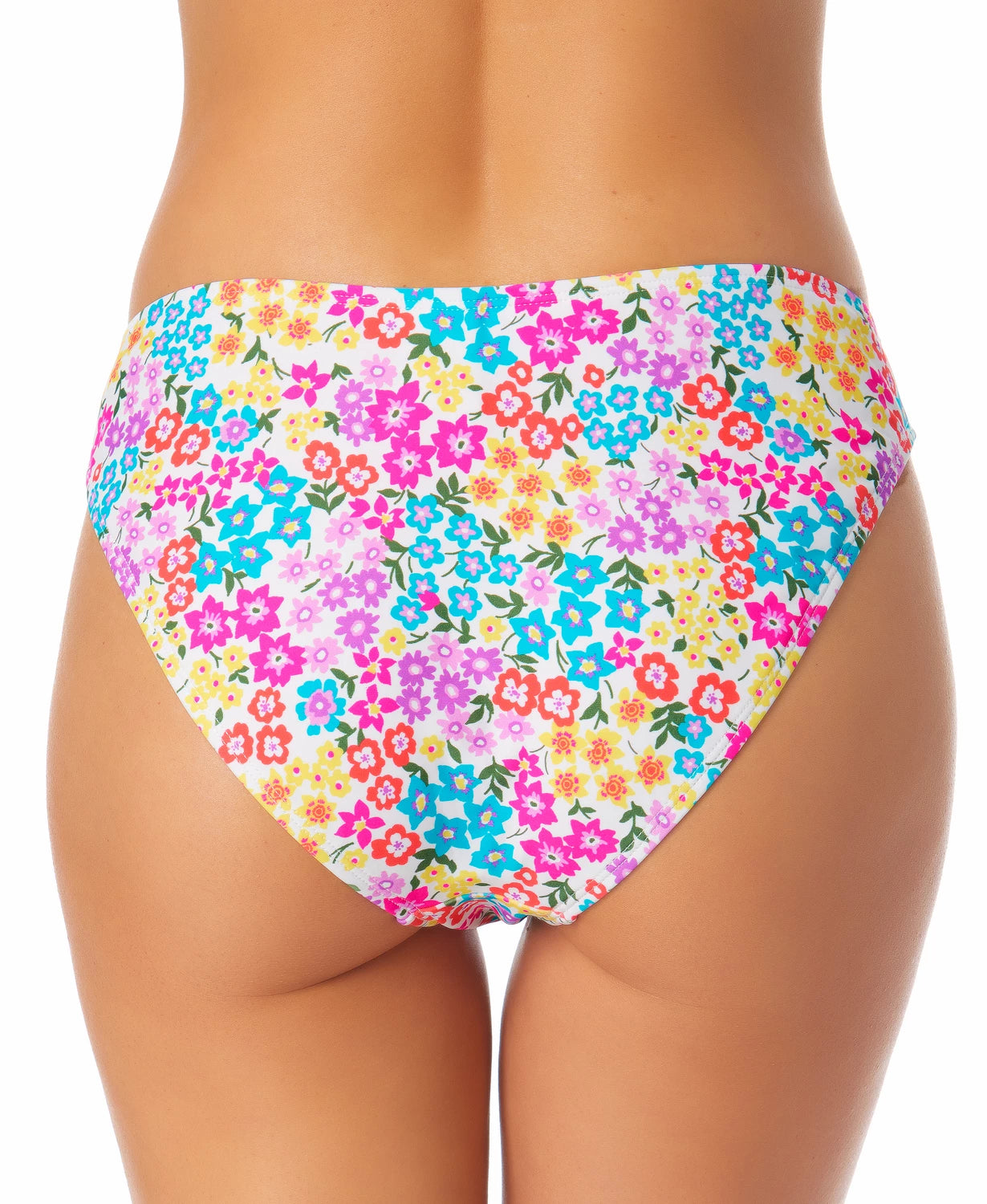 California Waves Women's Hipster Scoop Bikini Swim Bottoms White Multi Size Medium