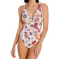 Ralph Lauren Women's Jacobean Floral OTS Underwire One Piece Swimsuit White- Size 8