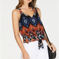 INC International Concepts Women's Tie Front Chiffon Top Brown Size Petite XL