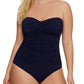Anne Cole Women's Twist Front Ruched One Piece Swimsuit Blue