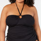 Michael Kors Women's Plus Ruched Halter Neck Tankini Black Size 18W