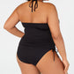 Michael Kors Women's Plus Ruched Halter Neck Tankini Black Size 18W