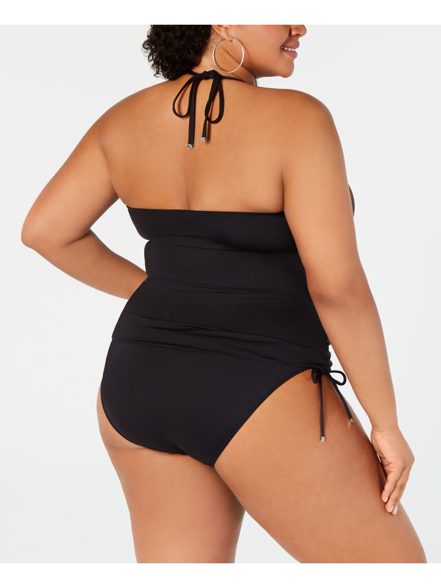 Michael Kors Women's Plus Ruched Halter Neck Tankini Black Size 18W