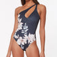 Sanctuary Women's Night in the Jungle Asymmetrical One Piece Swimsuit Black Size Large