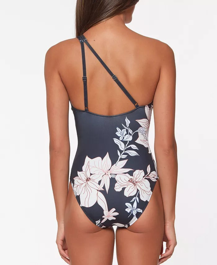 Sanctuary Women's Night in the Jungle Asymmetrical One Piece Swimsuit Black Size Large