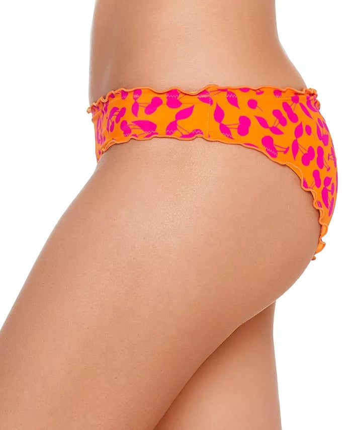 Salt + Cove Women's Cherry on Top Ruffled Hipster Bikini Swim Bottom Orange Size Large