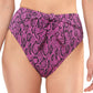 Jessica Simpson Women's Contemporary Snakecharmer High Waisted Bottom Swimsuit Purple Size Medium