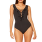 Bleu Rod Beattie Women's Lace Down One Piece Swimsuit Black