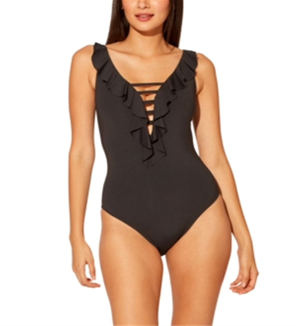 Bleu Rod Beattie Women's Lace Down One Piece Swimsuit Black