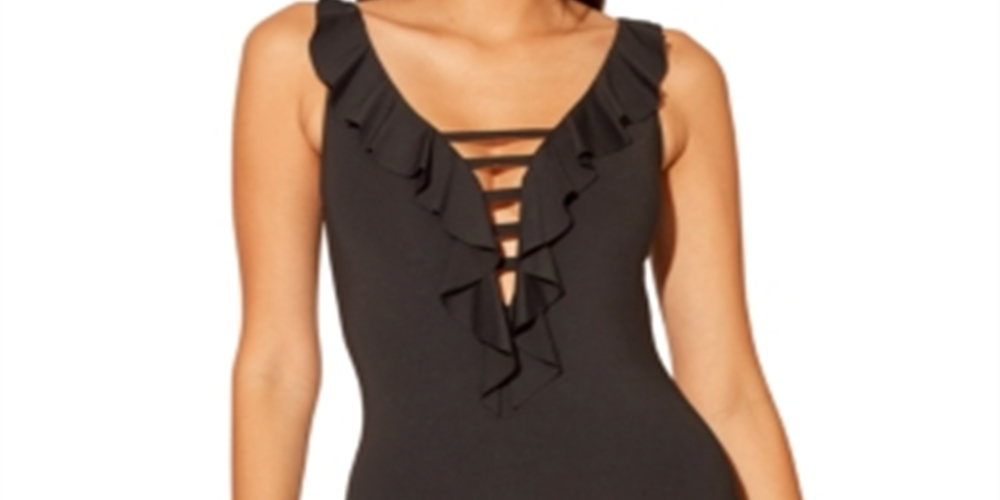 Bleu Rod Beattie Women's Lace Down One Piece Swimsuit Black