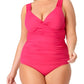Anne Cole Women's Stretch Lined Removable Cups Adjustable Twist Front Tankini Swimsuit Top Pink Size16W