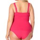 Anne Cole Women's Stretch Lined Removable Cups Adjustable Twist Front Tankini Swimsuit Top Pink Size16W