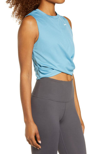 Nike Women's Dry Crop Twist Training Top Blue Size Small