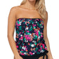 Island Escape Women's Printed Dahlia Tankini Swimsuit Top Black Size 8