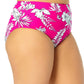 California Waves Women's Stretch Banded Lined Bikini Moderate Coverage High Waisted Swimsuit Bottom Pink Size 3-22/24