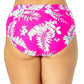 California Waves Women's Stretch Banded Lined Bikini Moderate Coverage High Waisted Swimsuit Bottom Pink Size 3-22/24