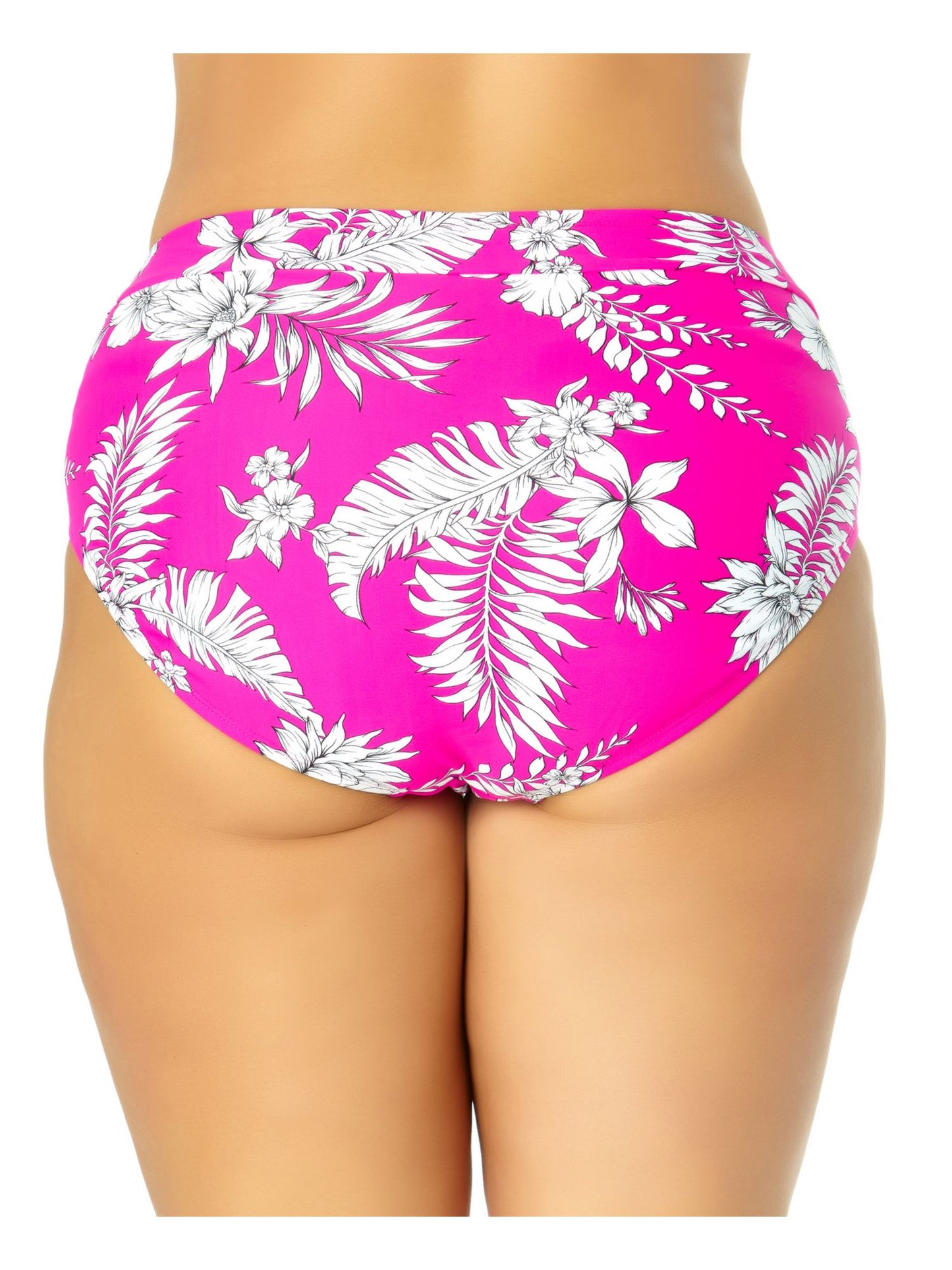 California Waves Women's Stretch Banded Lined Bikini Moderate Coverage High Waisted Swimsuit Bottom Pink Size 3-22/24