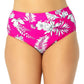 California Waves Women's Stretch Banded Lined Bikini Moderate Coverage High Waisted Swimsuit Bottom Pink Size 3-22/24