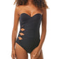 Carmen Marc Valvo Women's Bandeau Cutout One Piece Swimsuit Black Size 12