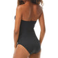 Carmen Marc Valvo Women's Bandeau Cutout One Piece Swimsuit Black Size 12