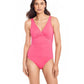 Ralph Lauren Women's Beach Club Solids Twist One Piece Swimsuit Pink Size 14