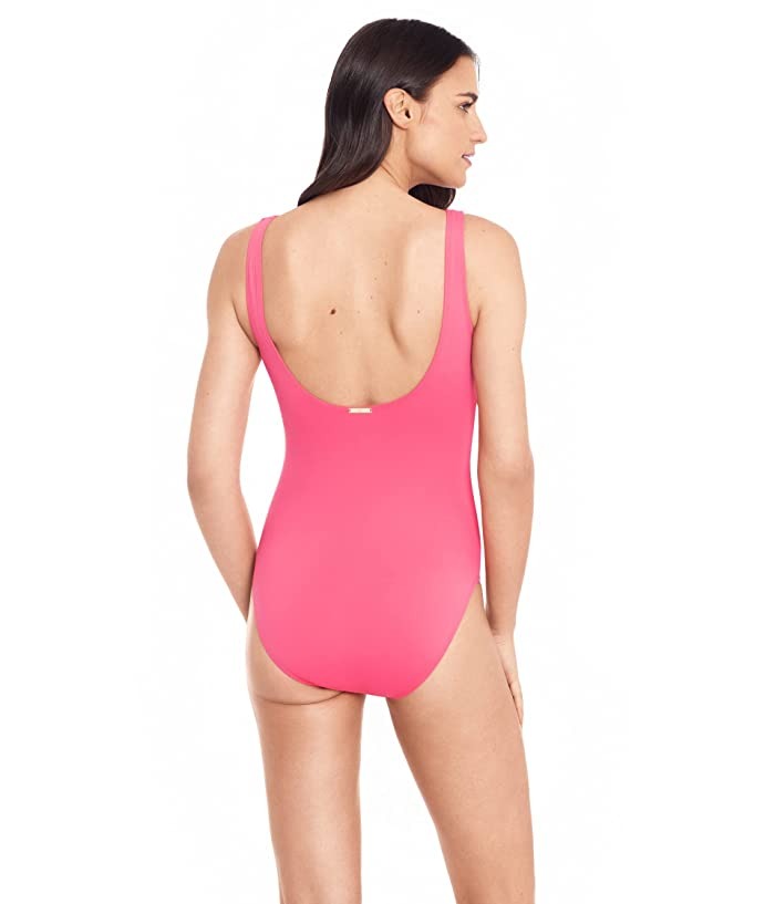 Ralph Lauren Women's Beach Club Solids Twist One Piece Swimsuit Pink Size 14