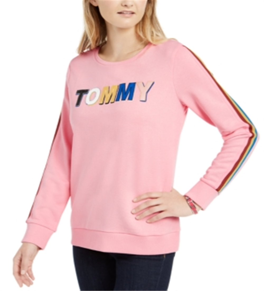 Tommy Hilfiger Women's Multicolor Logo Sweatshirt Pink Size Medium