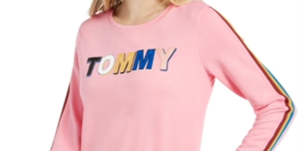 Tommy Hilfiger Women's Multicolor Logo Sweatshirt Pink Size Medium