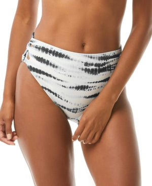 Vince Camuto Women's Tie Dye Stretch Lined Full Coverage Strappy High Waisted Swimsuit Bottom Black Size Medium