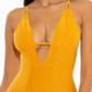Becca Women's Madison Plunge One Piece Swimsuit Yellow Size Small