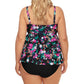 Island Escape Women's Plus Tiered Tankini Top Swimsuit Black Size 20W