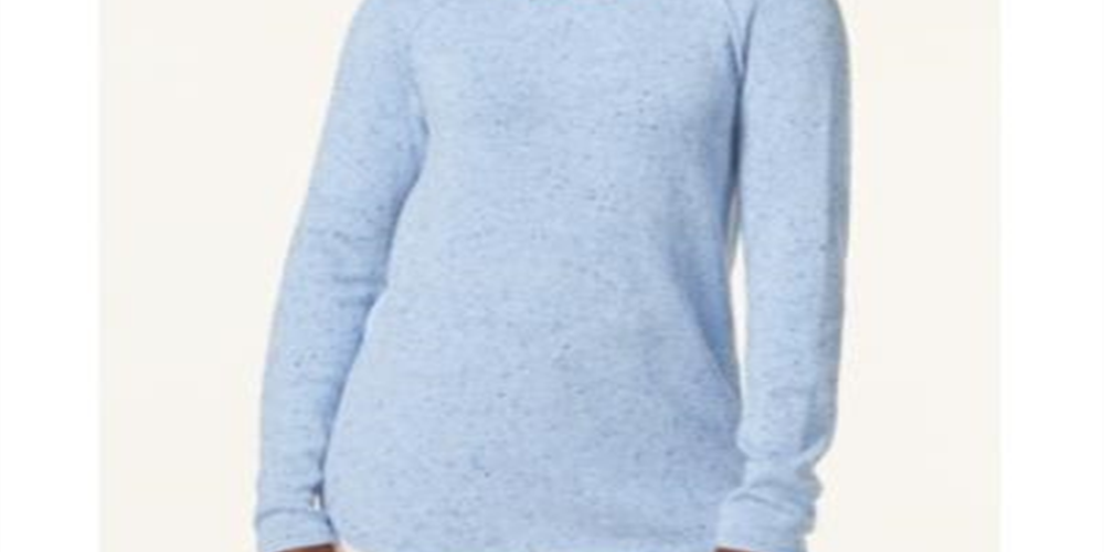 Karen Scott Women's Long Sleeve Curved Hem Sweater Blue Size Petite Small