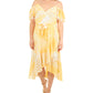 NY Collection Women's Ruffled Cold Shoulder Dress Yellow Size 14