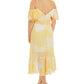 NY Collection Women's Ruffled Cold Shoulder Dress Yellow Size 14