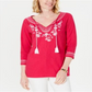 Charter Club Women's Embroidered Slub Top Pink Size Petite L