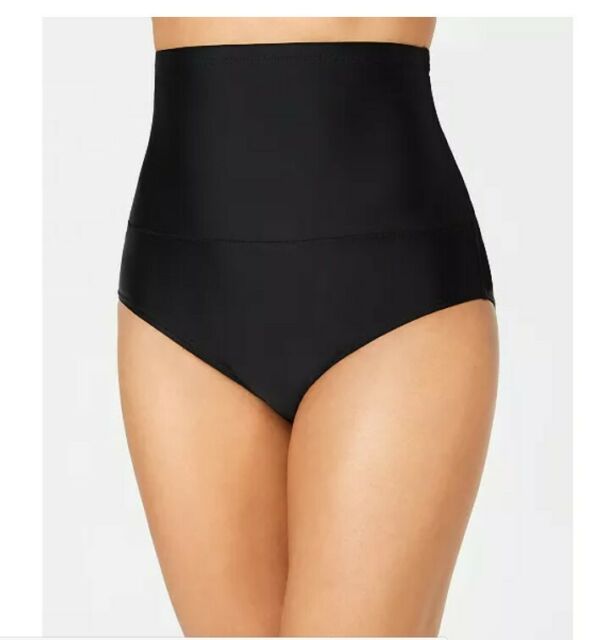 Island Escape Women's High Waist Tummy Control Top Bikini Bottoms Swimsuit Black