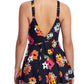 Anne Cole Women's Island Bloom Plunge Swim Dress Swimsuit Black Size 10