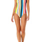 Anne Cole Women's Striped Adjustable Clearwater Scoop Neck One Piece Swimsuit Size 10