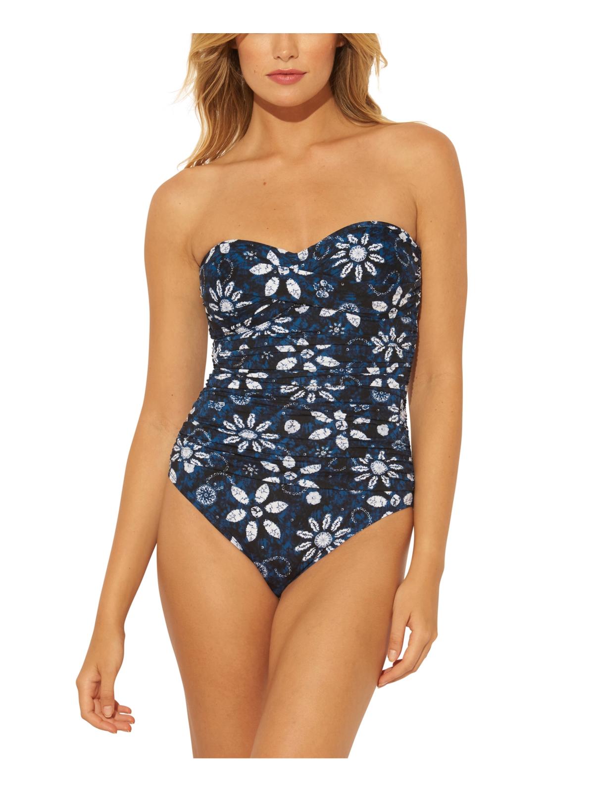 Bleu Rod Beattie Women's Printed Bandeau One Piece Swimsuit Blue