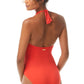 Vince Camuto Women's Knot-Front Halter One Piece Swimsuit Red