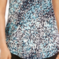 JM Collection Women's Printed Cold Shoulder Top Blue Size X-Small