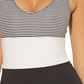 Bleu Rod Beattie Women's Pinstripe Stretch Tank Removable Cups Deep V Neck Moderate Coverage One Piece Swimsuit Black Size 10