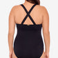 Ralph Lauren Women's Tummy Control Non Removable Cups Cutout Scoop Neck One Piece Swimsuit Black Size 18W