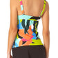 Anne Cole Women's Printed Stretch Adjustable Straps Lined Sweetheart Twist Front Underwire Tankini Swimsuit Top Multi Size 34C-36B